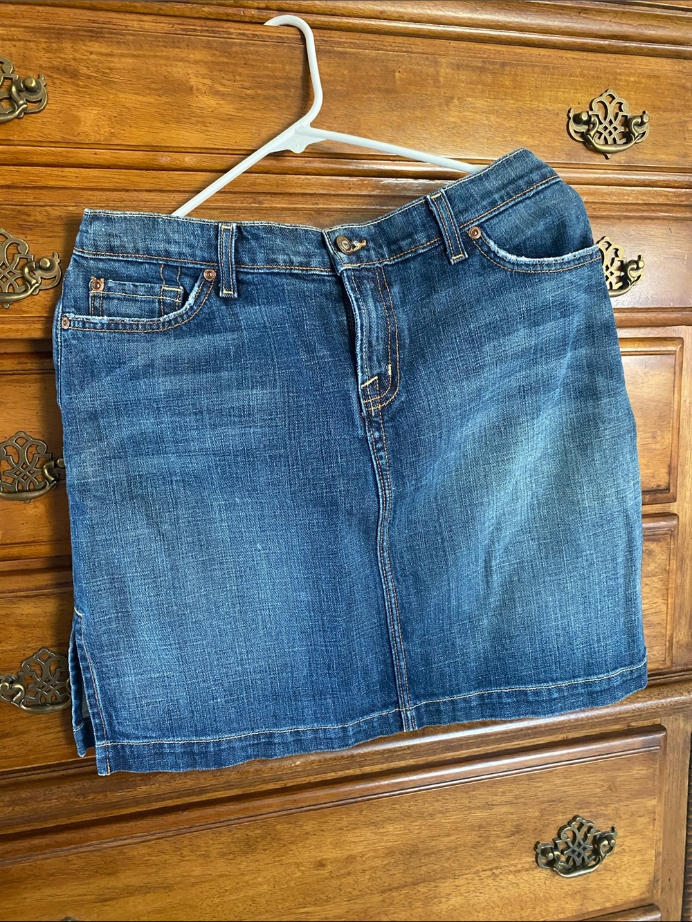 David Kahn Denim Waist Label Skirt - Blue